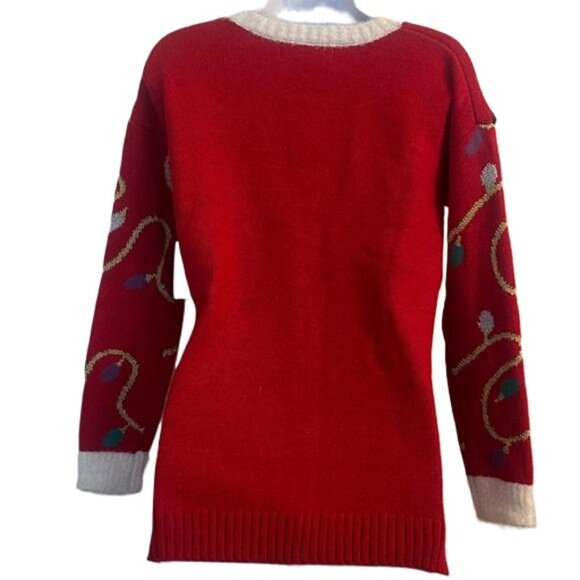 Jollidays Holiday Cat Naughty Christmas Tree Ugly Sweater Women's XS Red - Picture 5 of 8